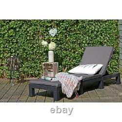 Sun Lounger Deck Chair Sunbed Keter Daytona Reclining Cushions Outdoor Solid UK