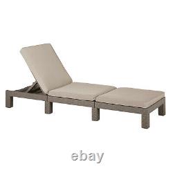 Sun Lounger Deck Chair Sunbed Keter Daytona Reclining Cushions Outdoor Solid UK