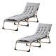 Sun Lounger Folding Recliner Chair Portable Reclining Garden Seat Bed With Cushion