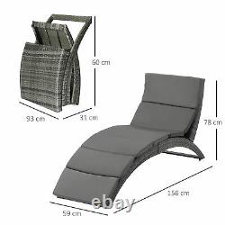 Sun Lounger Rattan Hammock Sun Bed Garden Folding Recliner Chair with Cushion