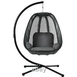 Swing Egg Chair, Garden Patio Hanging Chair, With Cushion, Waterproof Cover