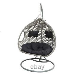 Swing Egg Hanging Chair with Stand Cushion & Cover in Gold, Grey & White Colors
