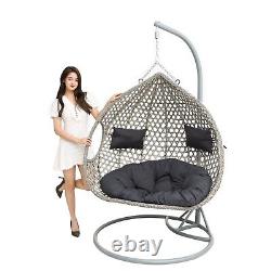 Swing Egg Hanging Chair with Stand Cushion & Cover in Gold, Grey & White Colors