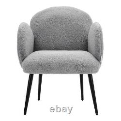 Teddy Velvet Round Back Armchair Single Sofa Padded Seat Dining Chair Metal Legs