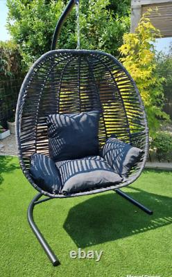 The Chelsea Garden Company Macrame Weaved Swing Egg Chair Grey