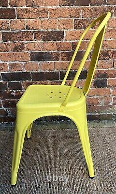 Tolix A-Chair Steel Metal Yellow + Grey Cushion Outdoor & Indoor Dining Desk