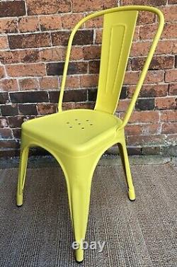 Tolix A-Chair Steel Metal Yellow + Grey Cushion Outdoor & Indoor Dining Desk