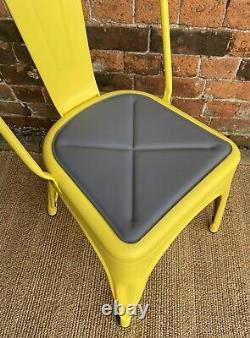 Tolix A-Chair Steel Metal Yellow + Grey Cushion Outdoor & Indoor Dining Desk