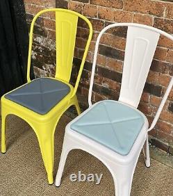 Tolix A-Chair Steel Metal Yellow + Grey Cushion Outdoor & Indoor Dining Desk