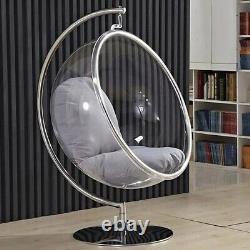 Transparent Egg Chair With Grey Cushion