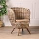 Tub Accent Chair Rattan Conservatory Armchair Cushion Seat With Natural Base