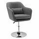 Tub Chair Stylish Retro Linen Swivel With Steel Frame Cushion Wide Seat Dark Grey