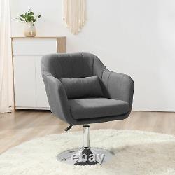 Tub Chair Stylish Retro Linen Swivel with Steel Frame Cushion Wide Seat Dark Grey