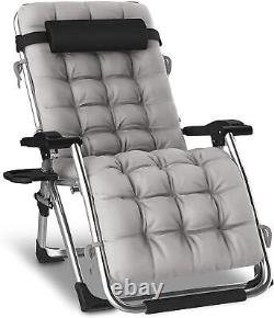 UK Garden Zero Gravity Chair Recliner Outdoor Reclining Sun Lounger with Cushion