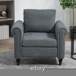 Upholstered Accent Chair for Living Room Vintage Armchair with Rolled Arms