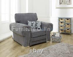 Vegas Fabric Double Corner Sofa 2 Seater Grey with Full back cushions