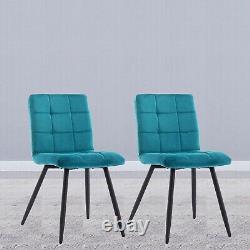 Velvet Dining Chairs Cushioned Padded Seat Black Teal Grey Lounge Fabric Chair