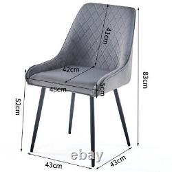 Velvet Dining Chairs Kitchen Armchair Padded Seat Metal Legs for Home Office