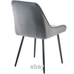 Velvet Dining Chairs Kitchen Armchair Padded Seat Metal Legs for Home Office