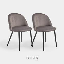 Velvet Dining Chairs Set Of 2 Grey Cushioned Living Room Furniture Set ED
