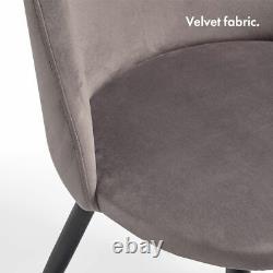 Velvet Dining Chairs Set Of 2 Grey Cushioned Living Room Furniture Set ED