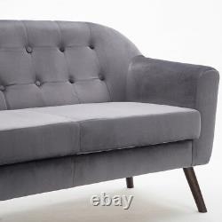 Velvet Fabric 1/2 Seater Sofa Armchair Couch Cushioned Seats Settee Chesterfield