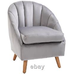 Velvet Fabric Single Sofa Dining Chair Solid Wood Leg For Home Upholstered
