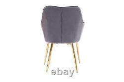 Velvet Padded Dining Chair Gold Legged Arm Chair Seat Home Kitchen Office Lounge
