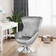 Velvet Swivel Egg Chair With Cushion Ergonomic Living Room Bedroom Chair Grey