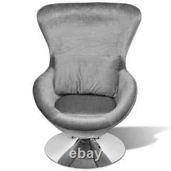 Velvet Swivel Egg Chair with Cushion Ergonomic Living Room Bedroom Chair Grey