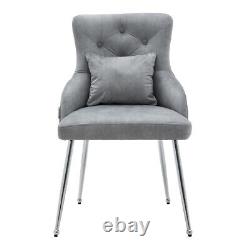 Velvet Tufted Dining Chair Upholstered Side Chair Metal Legs Back Cushion Pillow