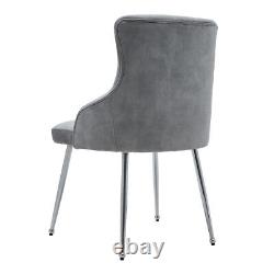 Velvet Tufted Dining Chair Upholstered Side Chair Metal Legs Back Cushion Pillow