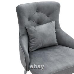 Velvet Tufted Dining Chair Upholstered Side Chair Metal Legs Back Cushion Pillow