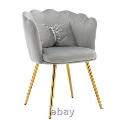Velvet Upholstered Accent Chair Wing Back Armchair with Pilow & Metal Legs Grey