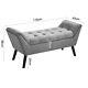 Velvet Upholstered Cushion Bench Footstool Lounge Chair For Bedroom Living Room