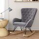Velvet Upholstery Rocking Chair Rocker Recliner Cushioned Seat Lounge Livingroom