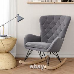 Velvet Upholstery Rocking Chair Rocker Recliner Cushioned Seat Lounge LivingRoom