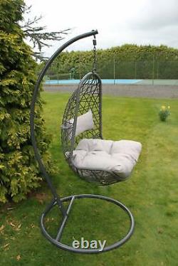 Verona Hanging Garden Chair Wicker Egg Garden Chair- in Grey- RETURNS