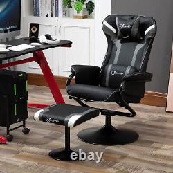 Vinsetto Video Game Chair Footrest Set Racing Style with Pedestal Base, Deep Grey