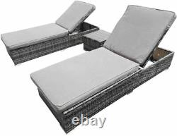 Vintage Rattan Lounge Sofa Double Chair Furniture Stool Set Cushion Garden Seat