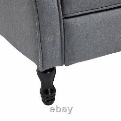 Vintage Style Reading chair Single Cushion Sofa Manual Reclining Footrest Grey