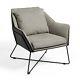 Vonhaus Grey & Black Accent Chair Grey Living Room Chair With Black Leather Back