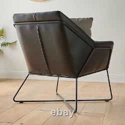 VonHaus Grey & Black Accent Chair Grey Living Room Chair With Black Leather Back