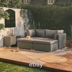 VonHaus Rattan Garden Furniture Set Multi Positional Outdoor Sun Lounger