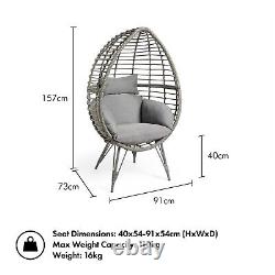 VonHaus Standing Egg Chair Cocoon with Frame & Removable Water-Resistant Cushions