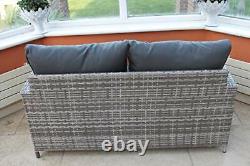 Windsor Luxury Rattan Weave Grey 3 Piece Suite- 2 Arm Chairs and a Sofa