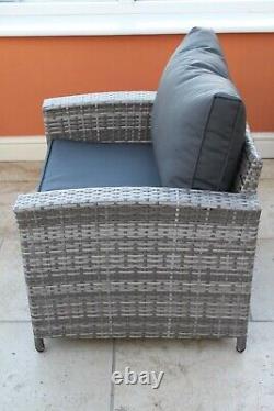 Windsor Luxury Rattan Weave Grey 3 Piece Suite- 2 Arm Chairs and a Sofa