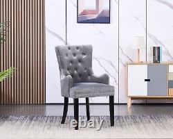 Windsor with Armrests Dining Chair Velvet Upholstered & Wooden Legs
