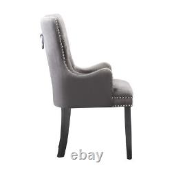 Windsor with Armrests Dining Chair Velvet Upholstered & Wooden Legs