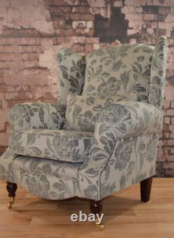 Wing Back Queen Anne Cottage Chair Prestbury Dove Grey Fabric + Cushion